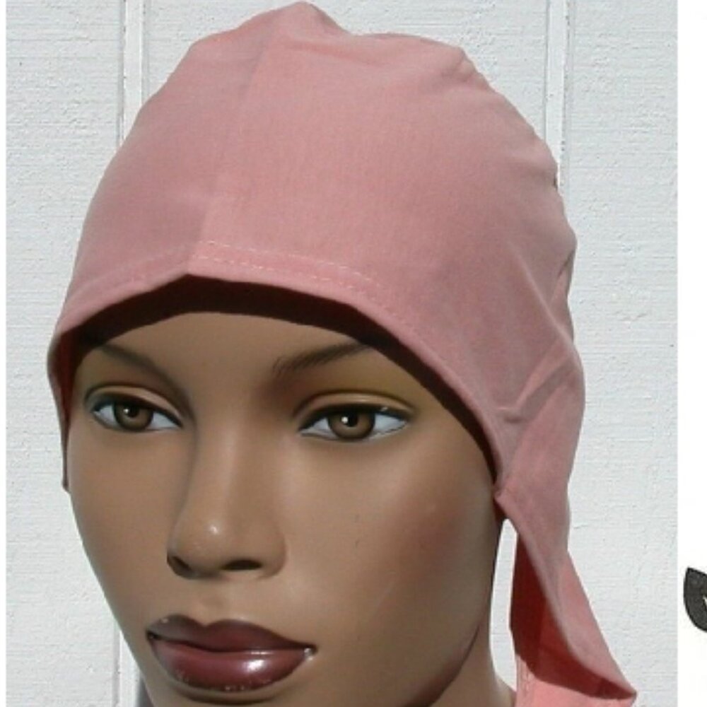Salmon Pink Cotton Tie Back Bonnet